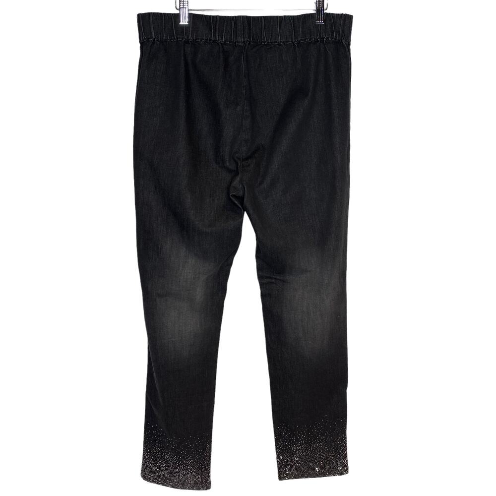 Soft Surroundings Black Bling Pants Elastic Waist Pull On Sz L? See Measurements - Picture 5 of 6
